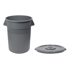 RW Clean 1 Gray 32 gal Plastic Commercial Trash Can and 1 Gray Lid