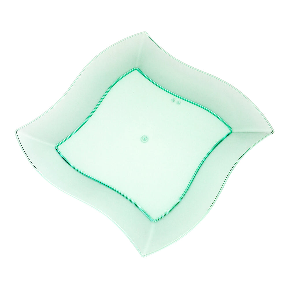 100 Square Seagreen 9" Plastic Large Aqua Plates and 100 Argento Silver Plastic Cutlery Sets