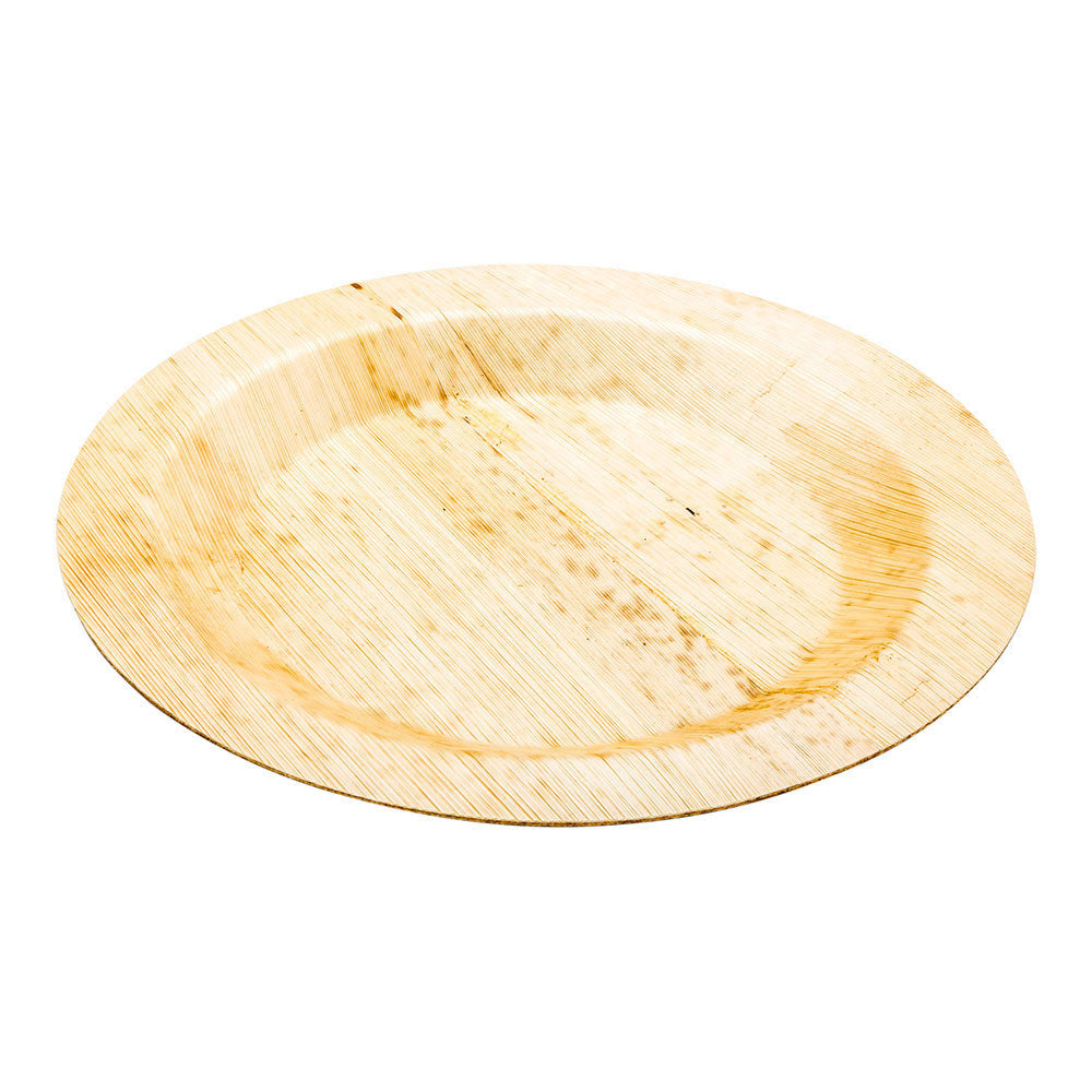 100 Round Natural 9" Bamboo Plates and 100 Natural Bamboo Disposable Flatware Sets