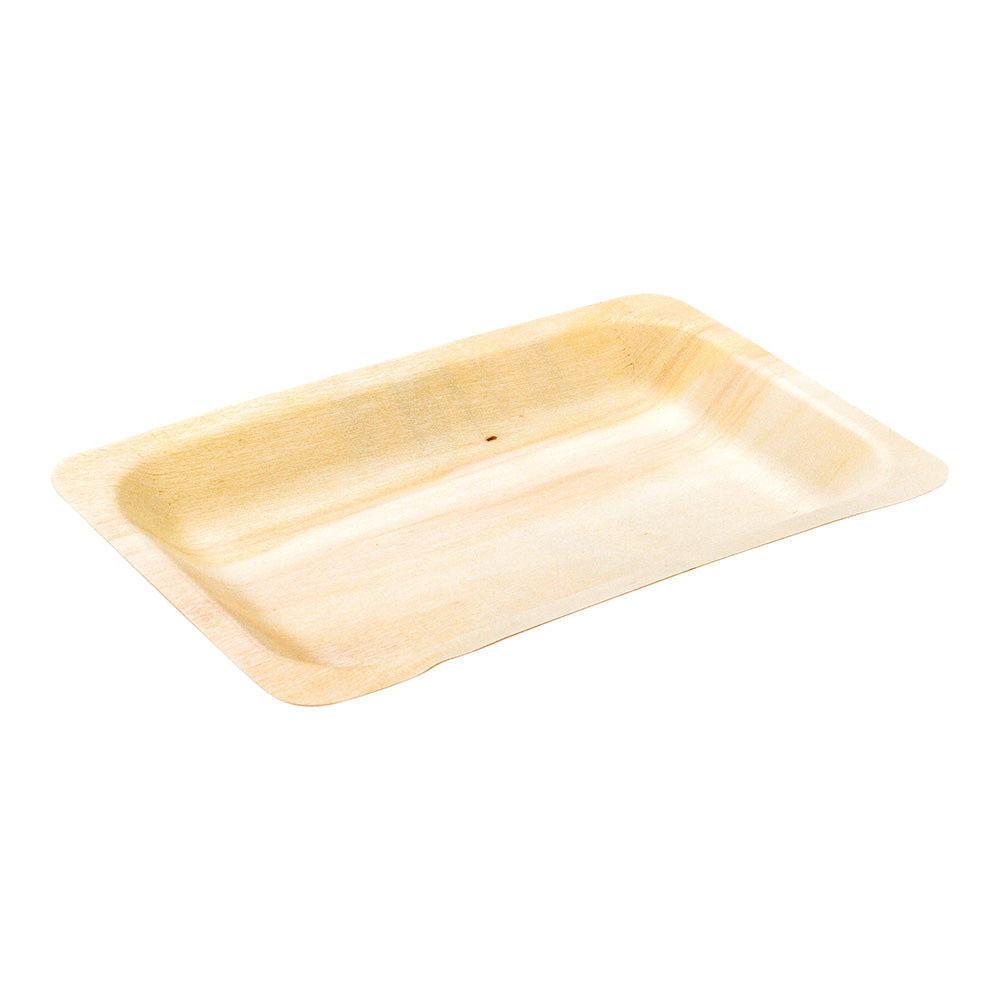 200 Rectangle Natural 8" Wood Plates and 200 Natural Bamboo Disposable Flatware Sets