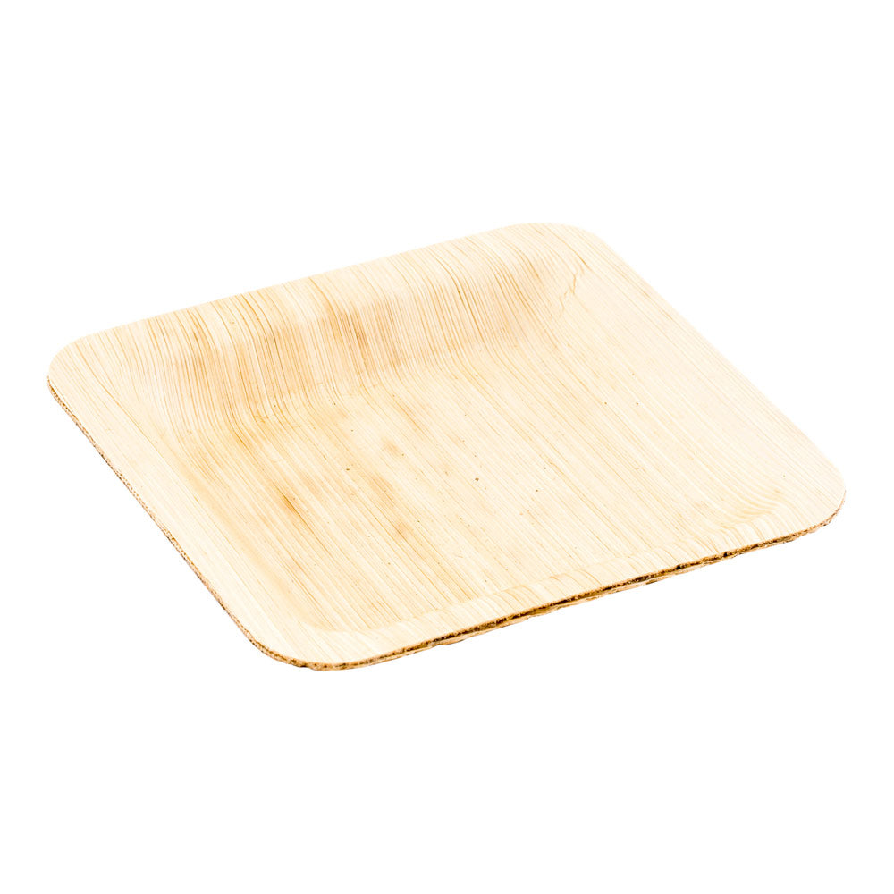 100 Square Leaf 3.6" Plates and 100 Natural Bamboo 3.5" Mini Spoons