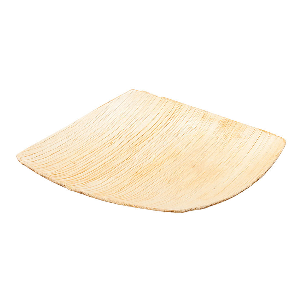 100 Midori Square 4" Natural Palm Leaf Small Plates and 100 Natural Bamboo 3.5" Mini Spoons