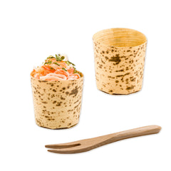 200 2 oz Round Natural Bamboo Mini Cups and 200 Natural Bamboo 3.5