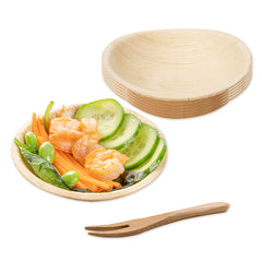 100 Indo 4 oz Round Natural Palm Leaf Bowls and 100 Natural Bamboo 3.5