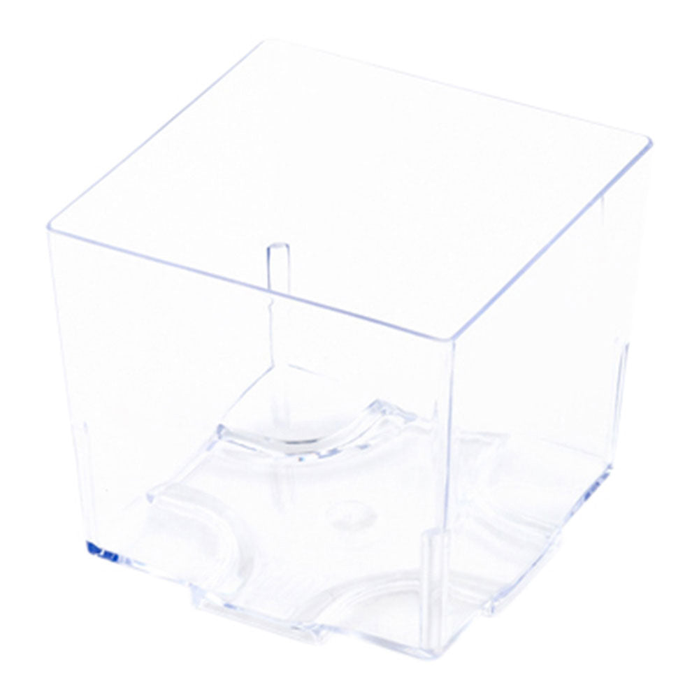 100 5 oz Square Clear Plastic Large Quadrato Cubes and 100 Silver Plastic 4" Mini Forks