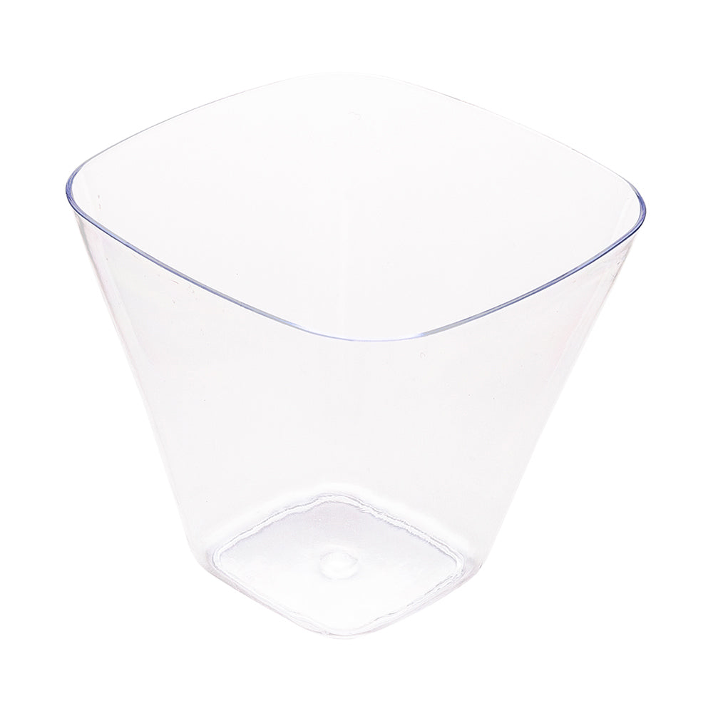 100 4 oz Square Clear Plastic Bellissima Tasting Cups and 100 Silver Plastic 4" Mini Forks