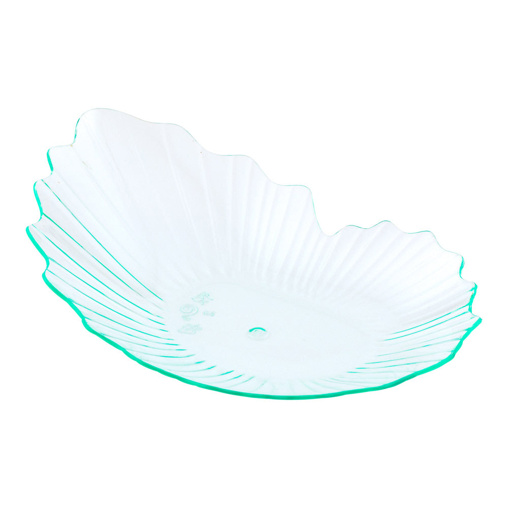 100 Seagreen Plastic 3.25" Mini Coquille Plates and 100 Silver Plastic 4" Mini Spoons