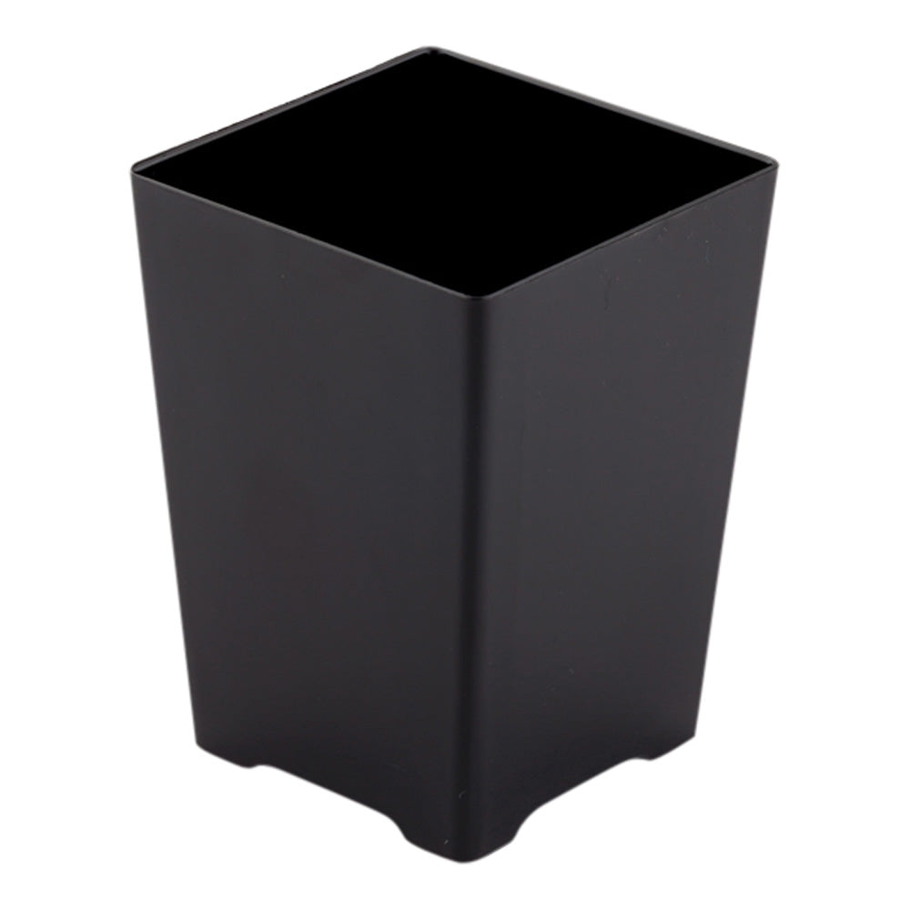 Bundle: 100 4 oz Square Black Plastic Tall Quadrato Cups with 100 Silver Plastic 4" Mini Spoons