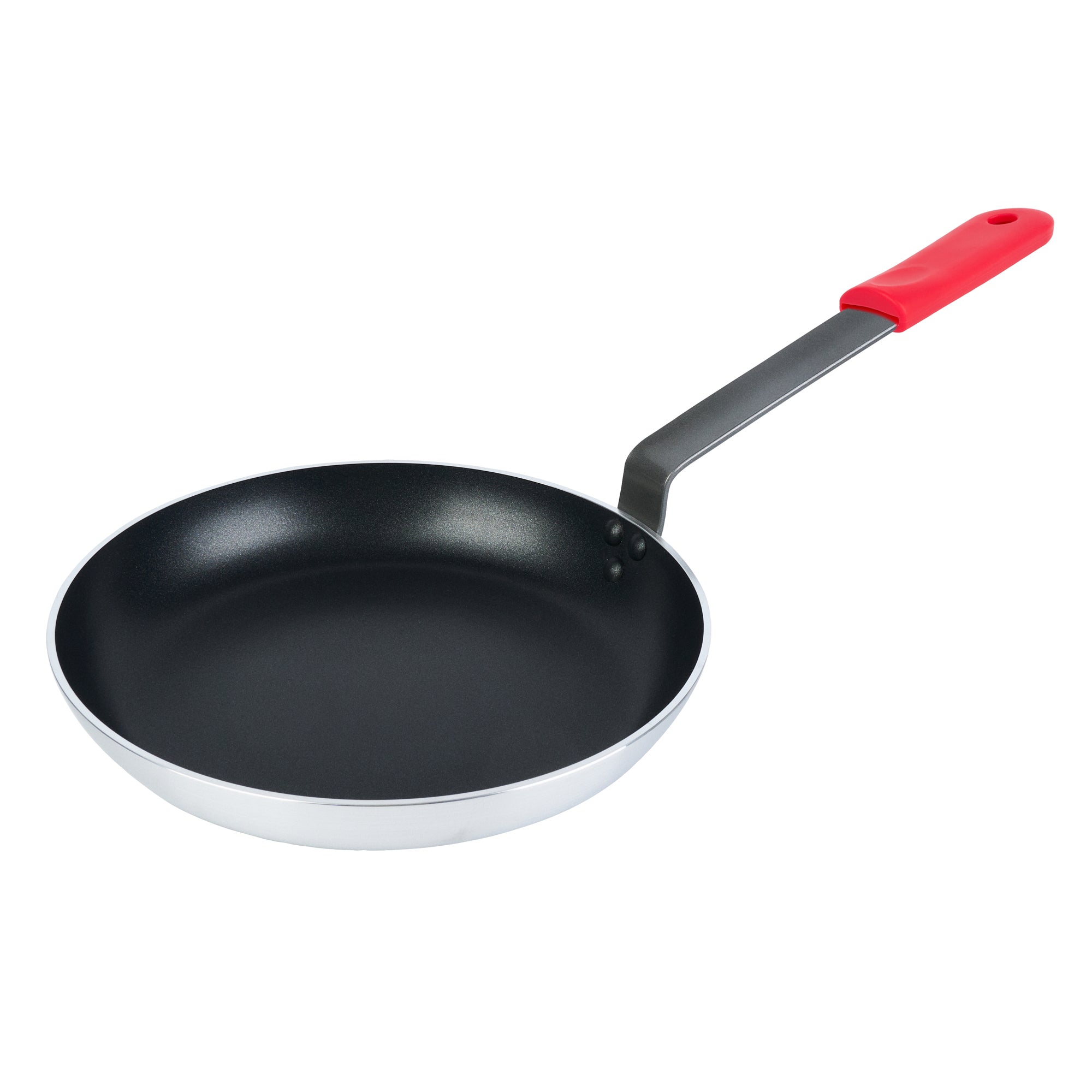 Met Lux 1 Aluminum 12" Induction Ready Fry Pan and 1 Red Silicone Pan Handle Sleeve