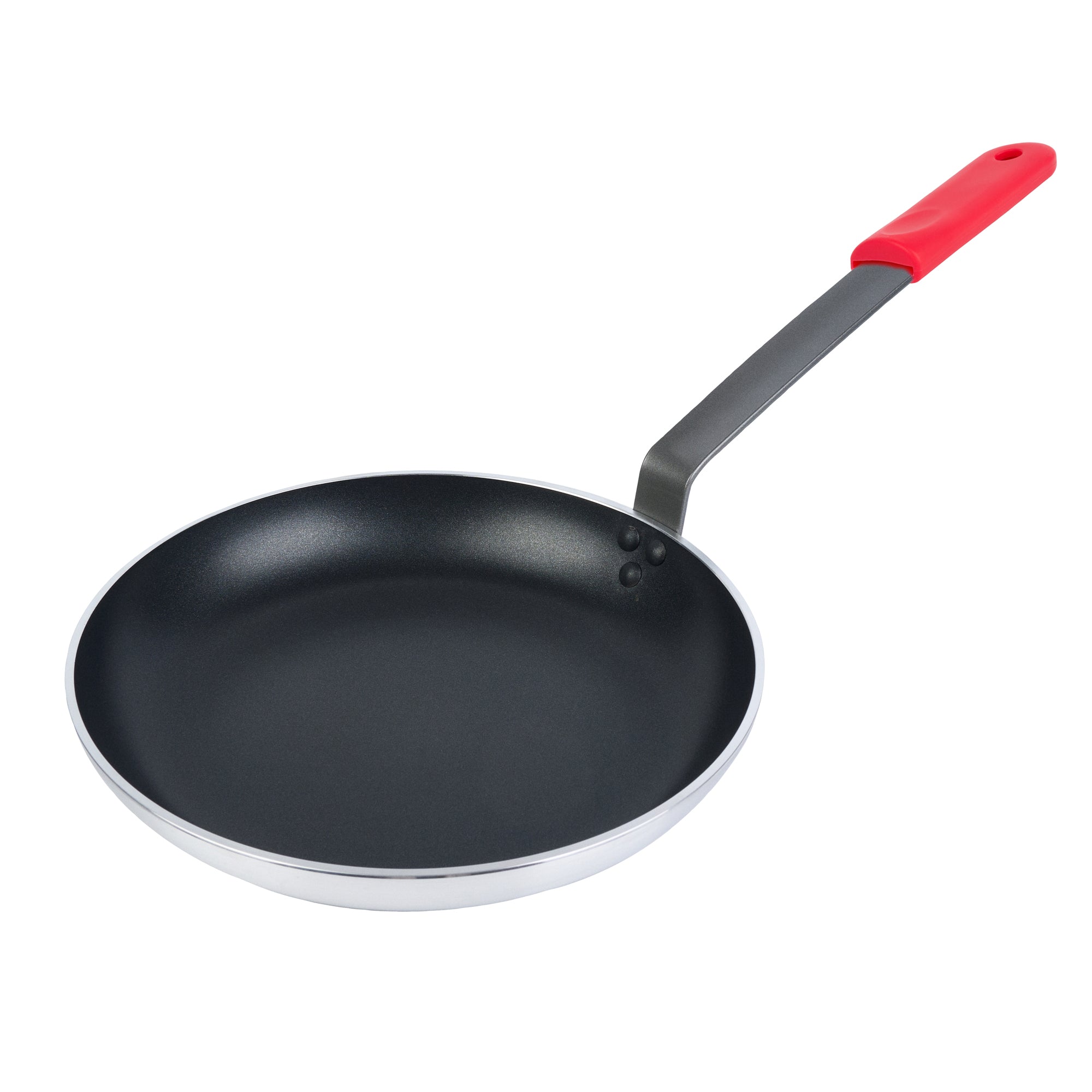 Met Lux 6 Aluminum 13" Induction Ready Fry Pans and 6 Red Silicone Pan Handle Sleeves