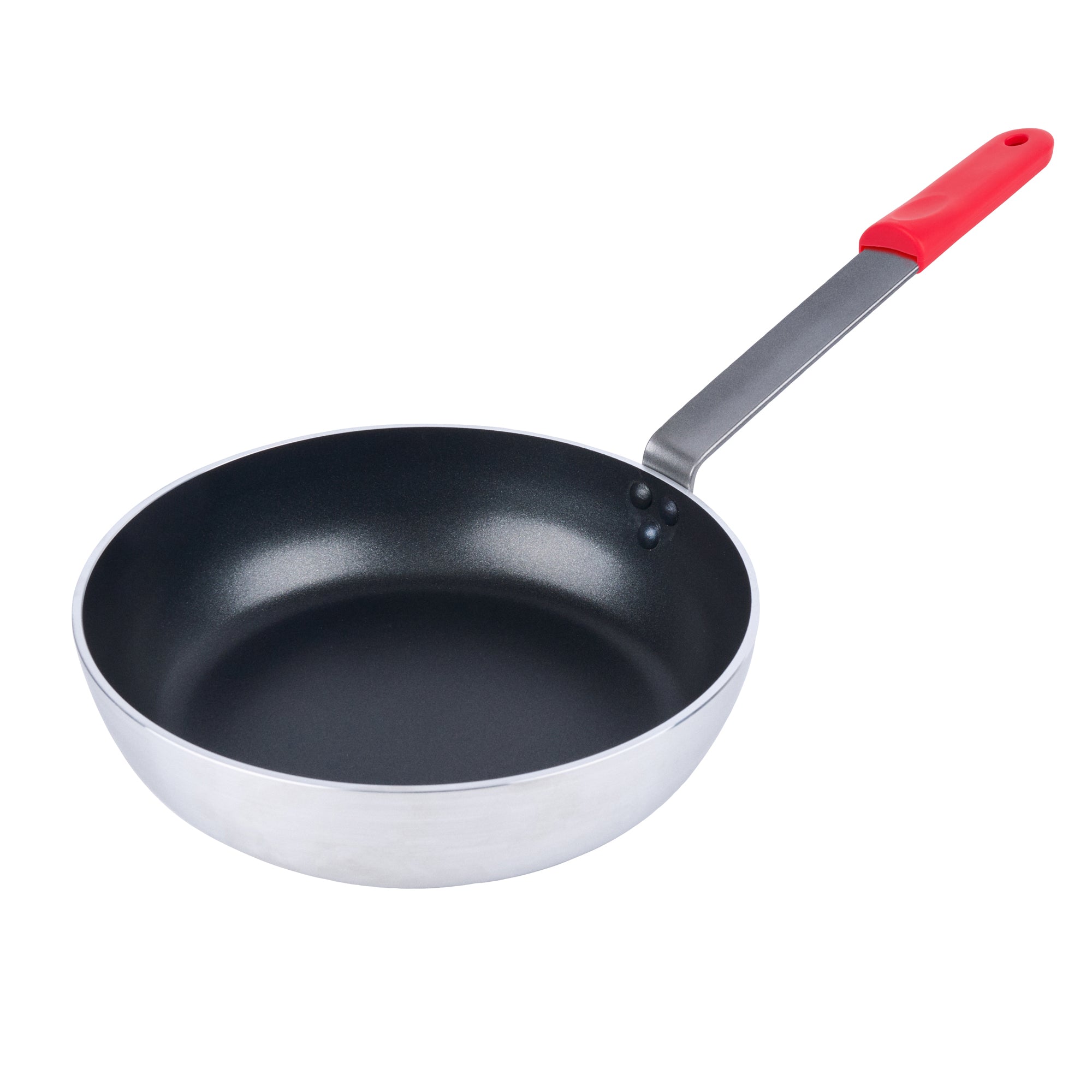 Met Lux 1 Aluminum 11" Induction Ready Deep Fry Pan and 1 Red Silicone Pan Handle Sleeve