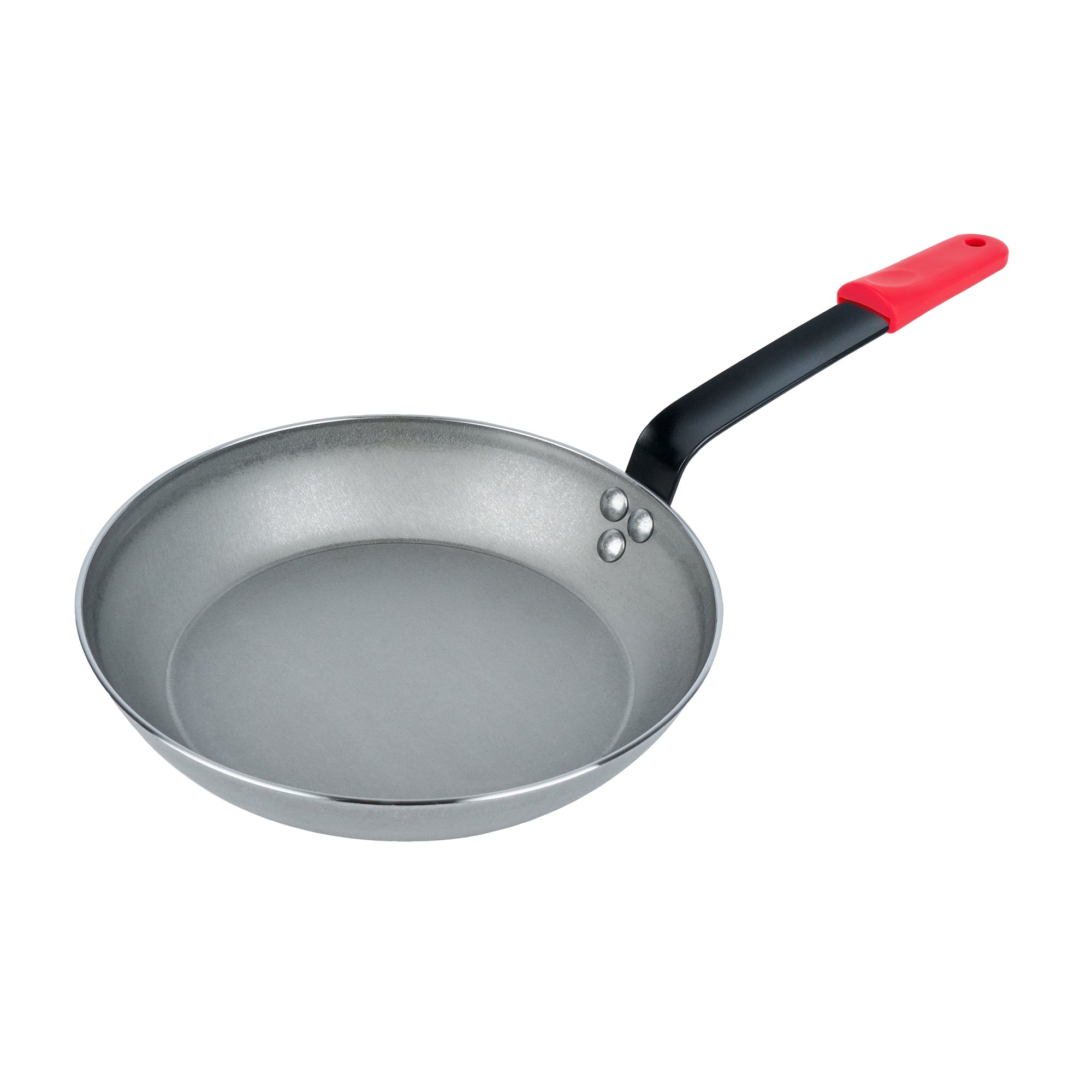 Met Lux 1 Carbon Steel 10" Non-Stick Fry Pan and 1 Red Silicone Pan Handle Sleeve