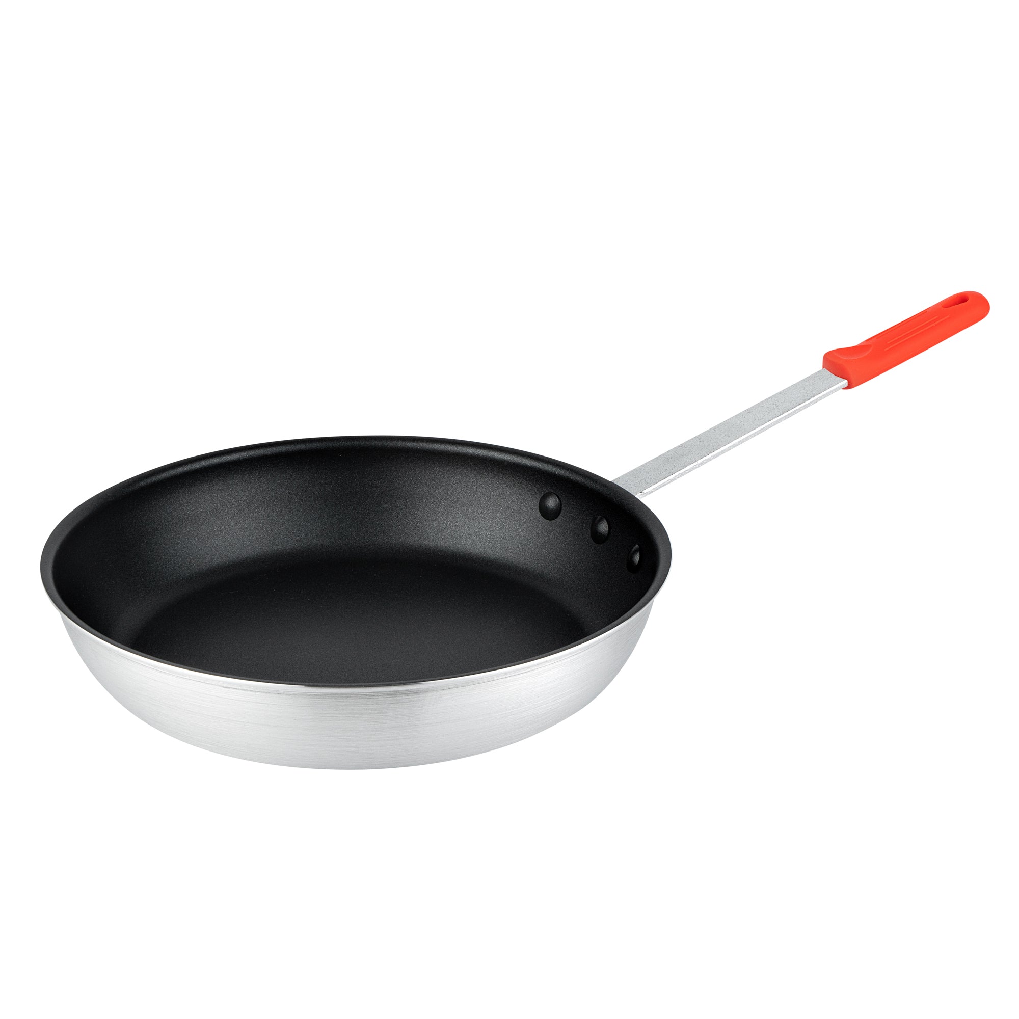 Met Lux 6 Aluminum 12" Non-Stick Fry Pans and 6 Red Silicone Pan Handle Sleeves