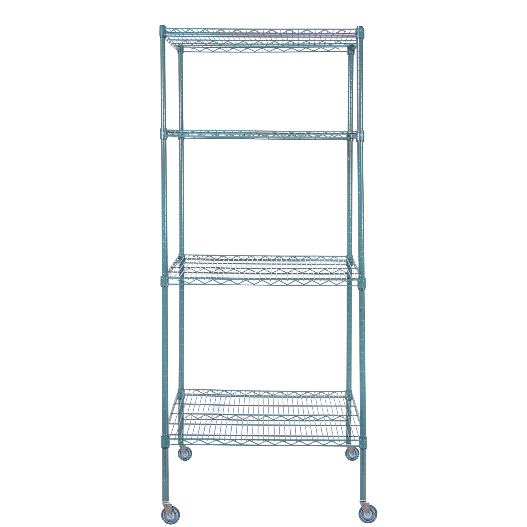 RW Base 4-Tier NSF Green Epoxy Shelving Unit - and 24" x 30" Shelves, 74" Posts and Casters