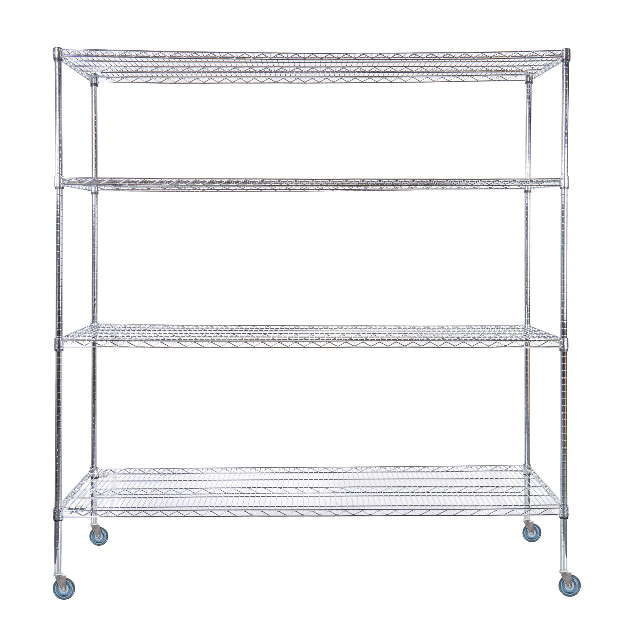 RW Base 4-Tier NSF Chrome Shelving Unit - and 24" x 72" Shelves, 74" Posts and Casters