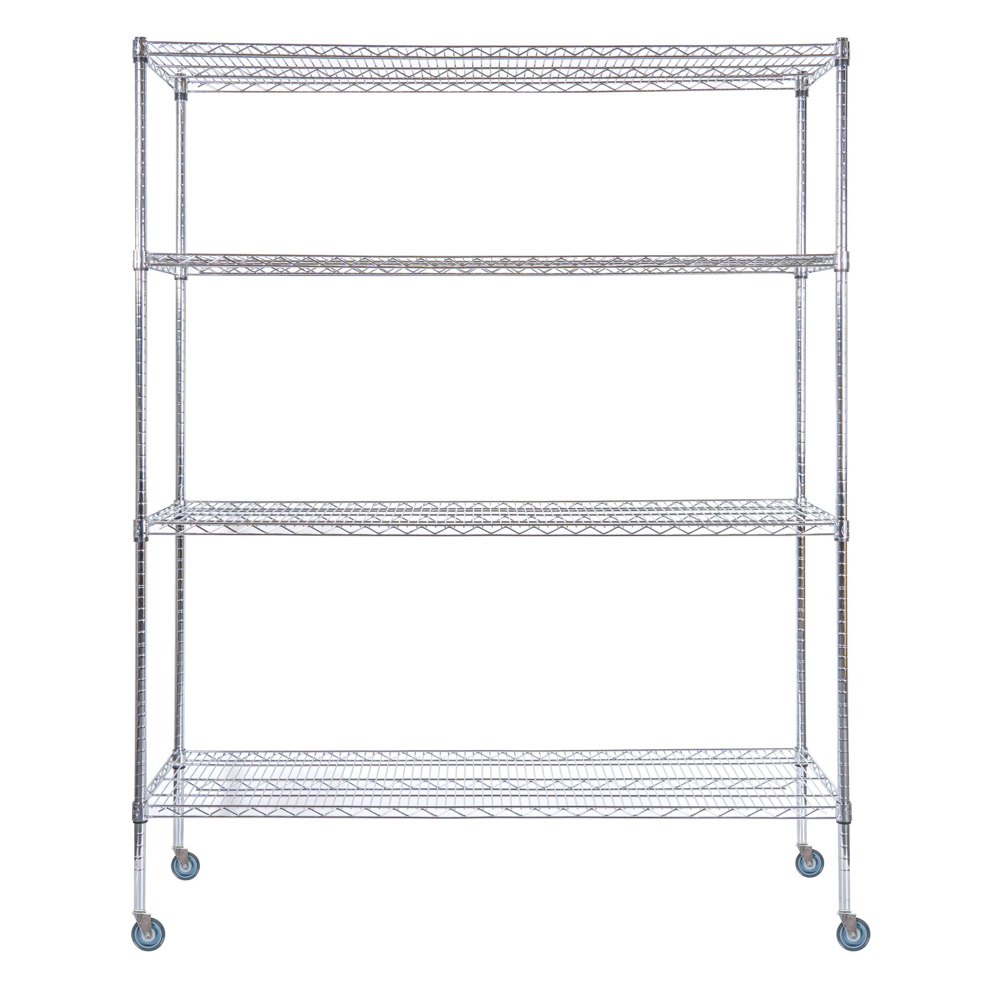 RW Base 4-Tier NSF Chrome Shelving Unit - and 18" x 60" Shelves, 74" Posts and Casters