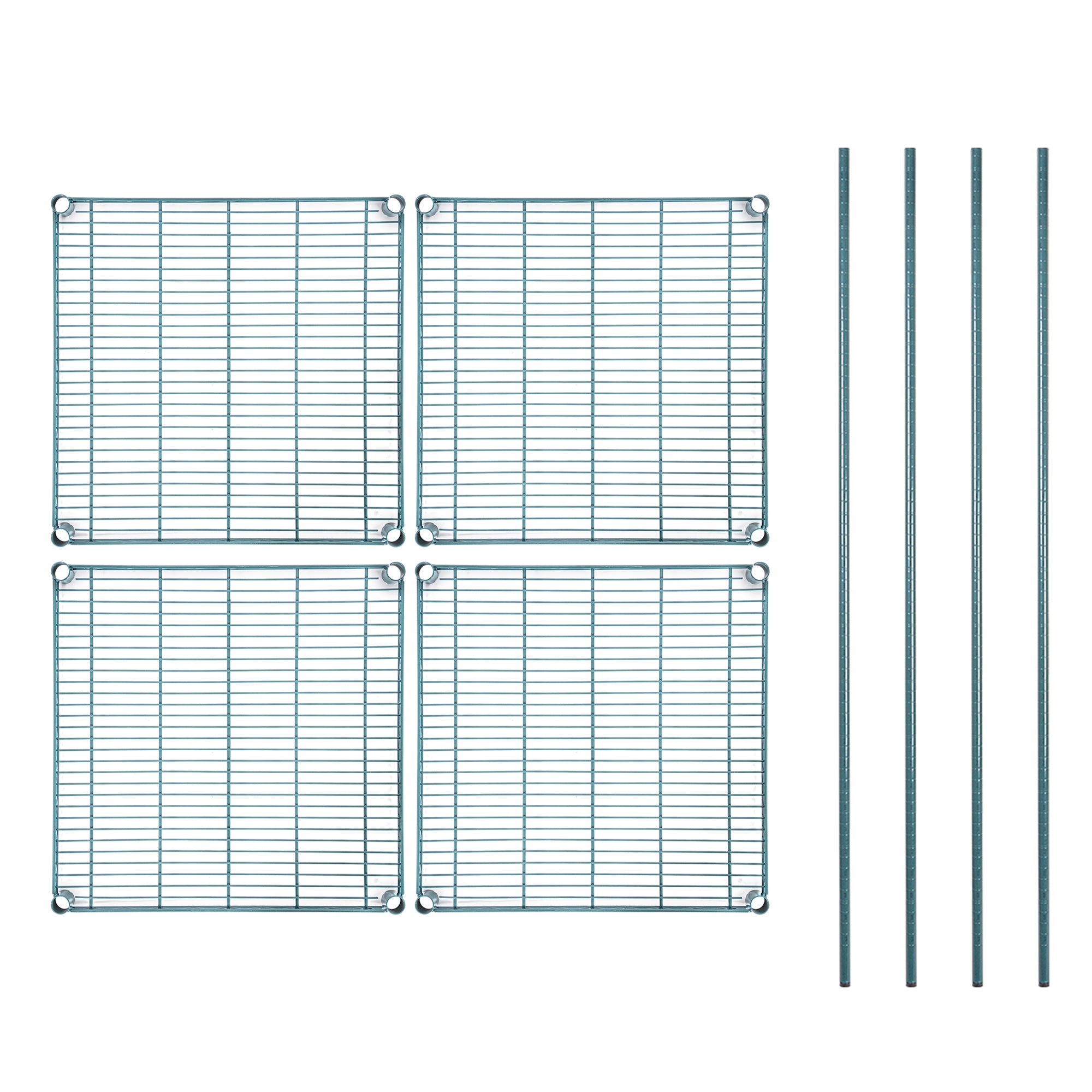 RW Base 4-Tier NSF Green Epoxy Shelving Unit - and 24" x 24" Shelves and 74" Posts