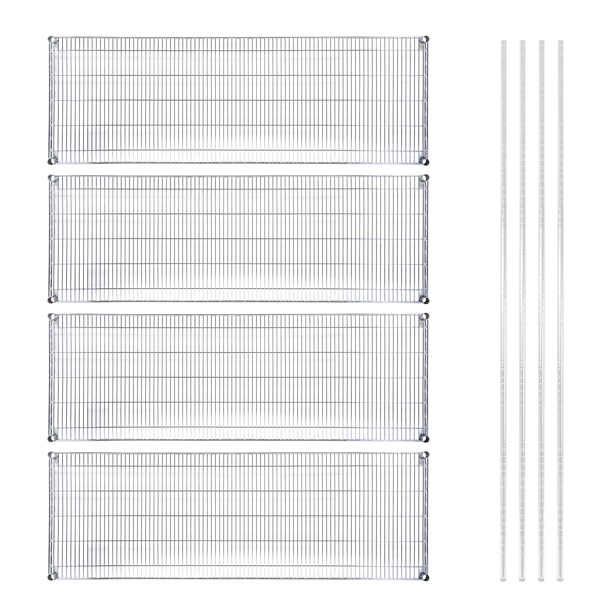 RW Base 4-Tier NSF Chrome Shelving Unit - and 24" x 72" Shelves and 74" Posts