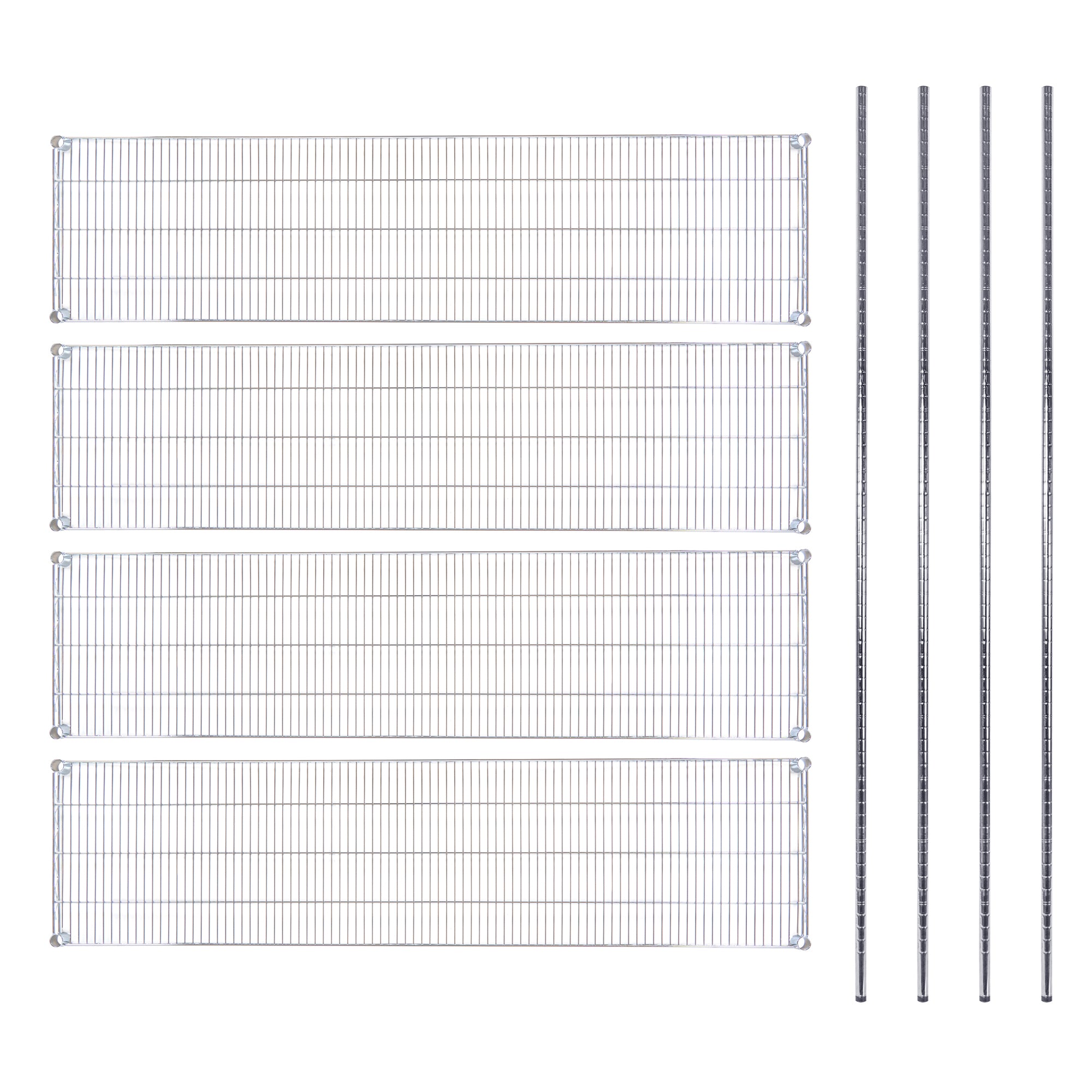 RW Base 4-Tier NSF Chrome Shelving Unit - with 18" x 72" Shelves and 74" Posts