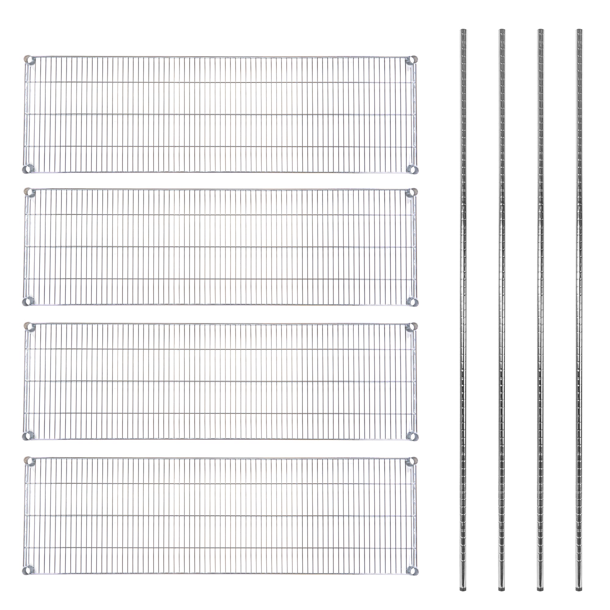 RW Base 4-Tier NSF Chrome Shelving Unit - with 18" x 60" Shelves and 74" Posts