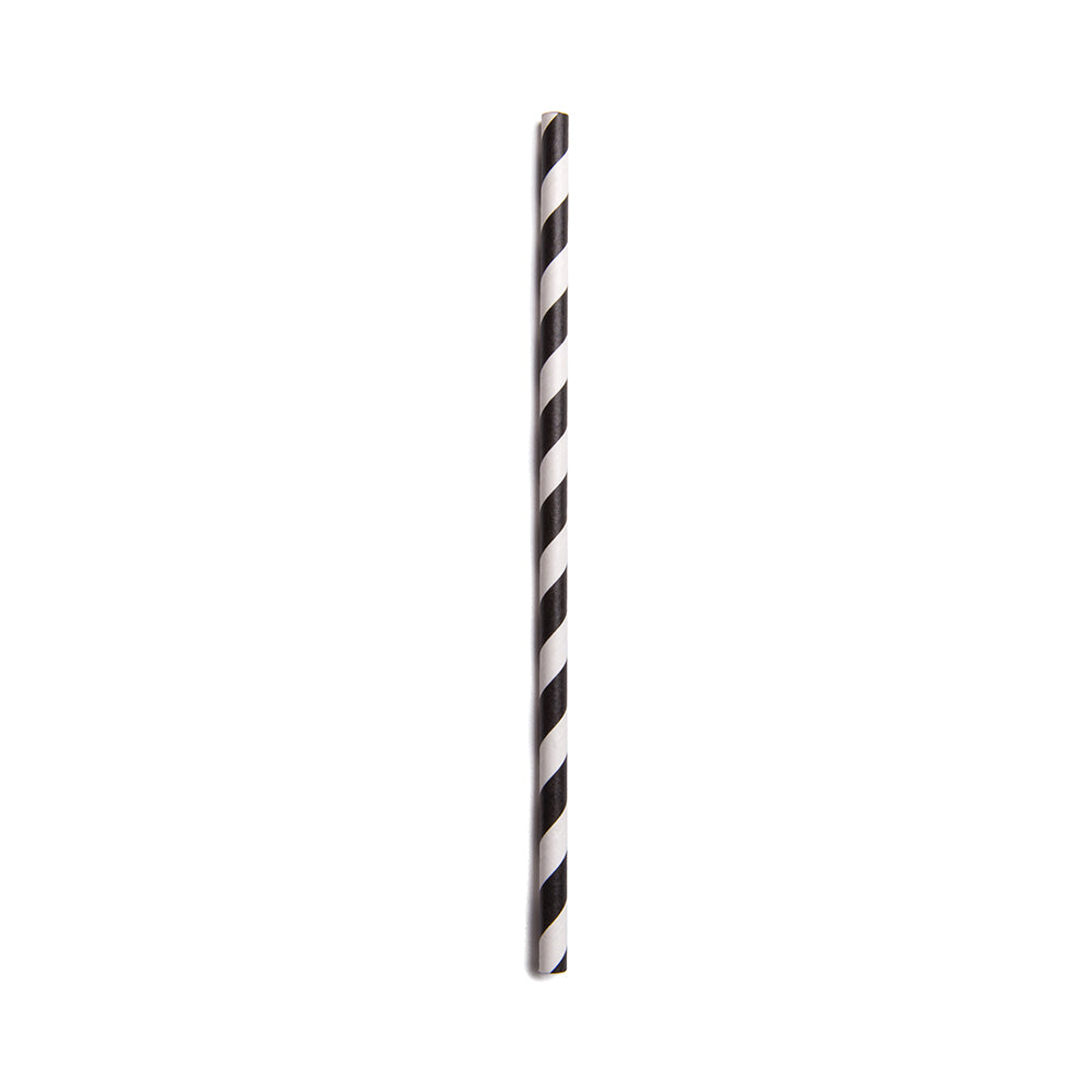 Black Paper Straw - Spirals, Biodegradable, 6mm - 7 3/4" - 100 count box