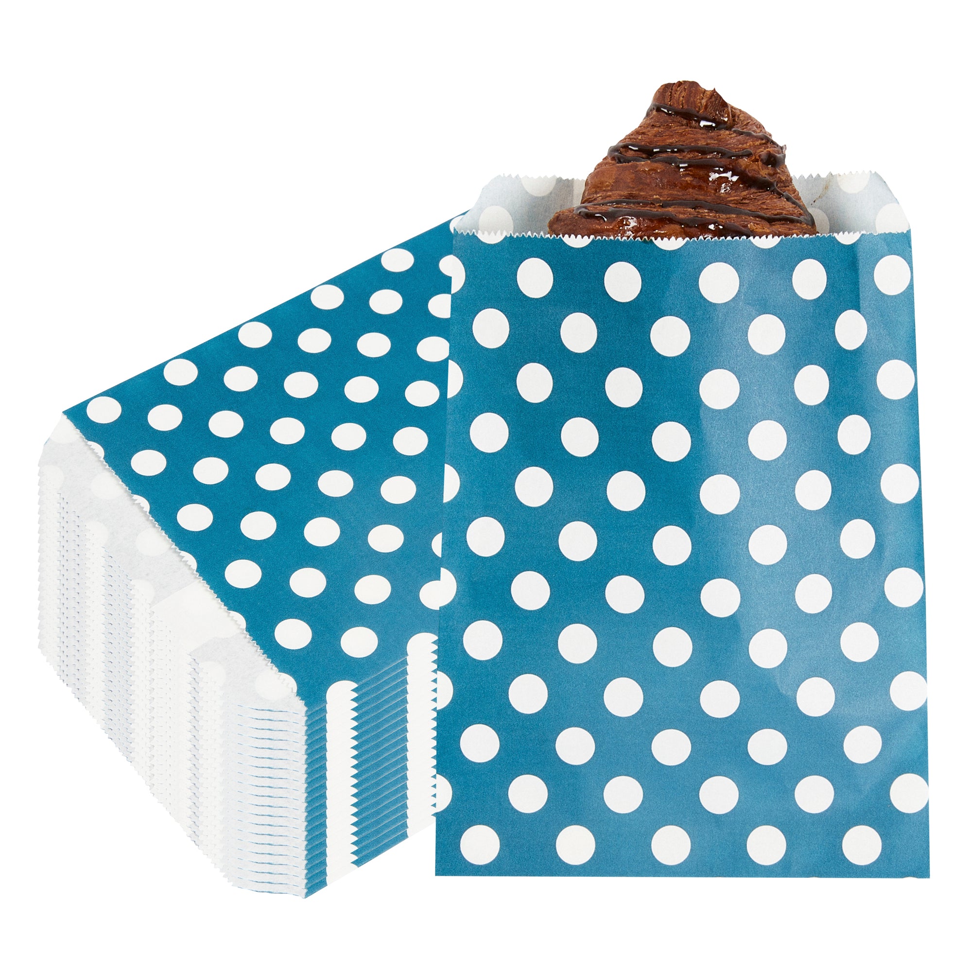 Rectangle Navy Blue Paper Bag - Polka Dots - 7" x 5" - 100 count box