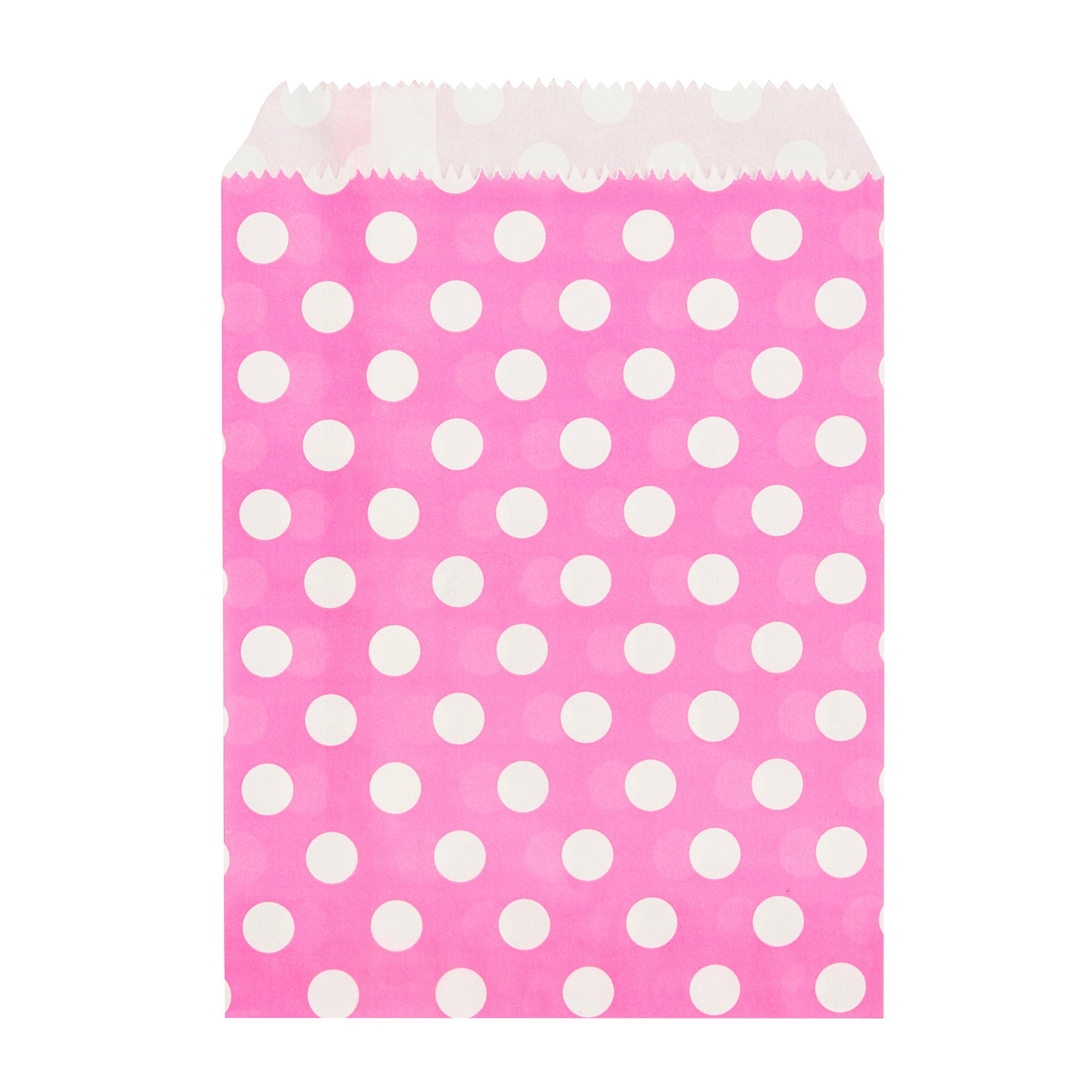 Rectangle Pink Paper Bag - Polka Dots - 7" x 5" - 100 count box