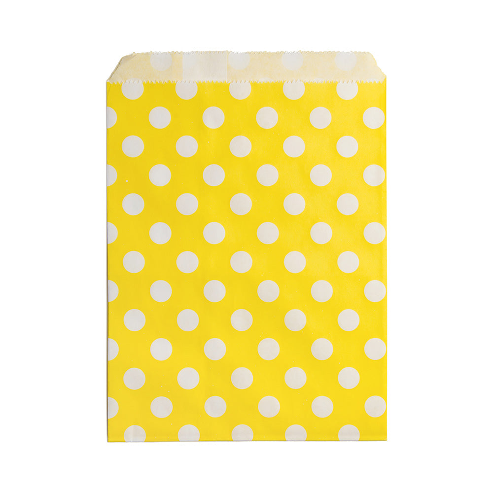 Rectangle Yellow Paper Bag - Polka Dots - 7" x 5" - 100 count box