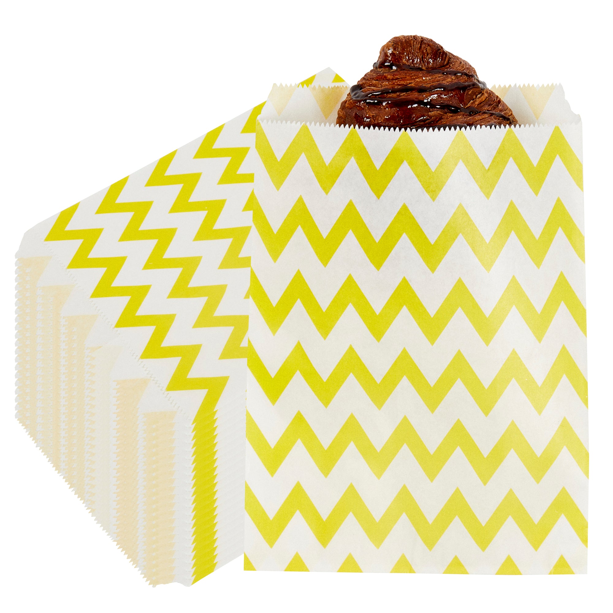 Rectangle Yellow Paper Bag - Zig Zags - 7" x 5" - 100 count box