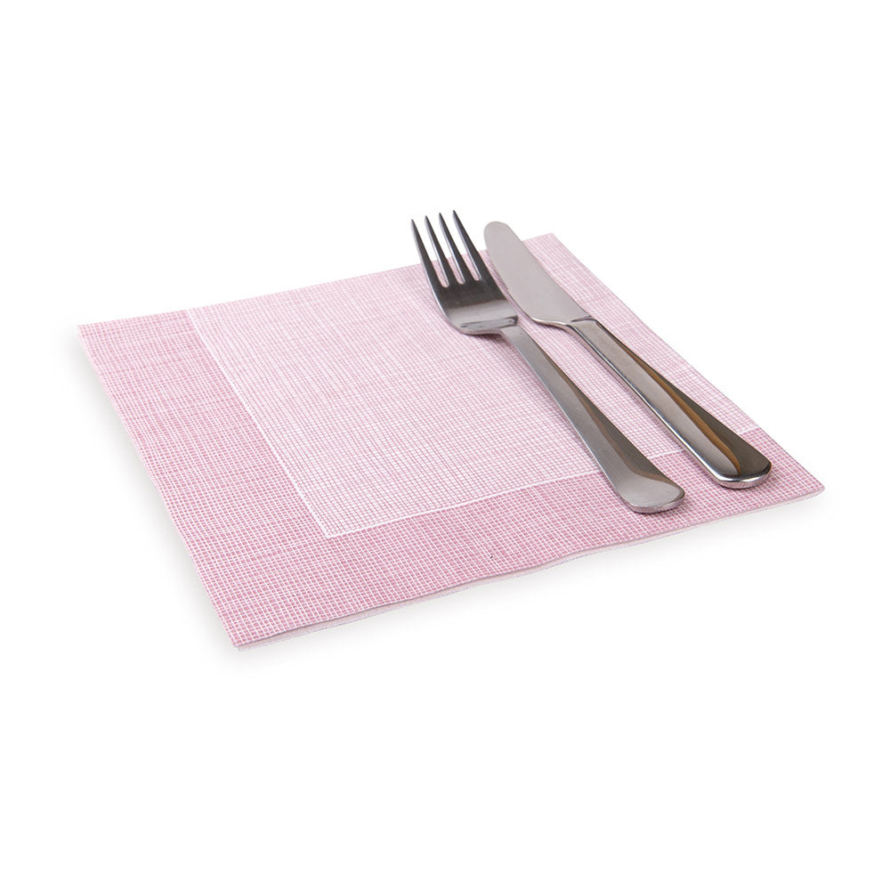 Luxenap Square White Paper Napkin - Super Lux, with Burgundy Threads - 15 3/4" x 15 3/4" - 600 count box