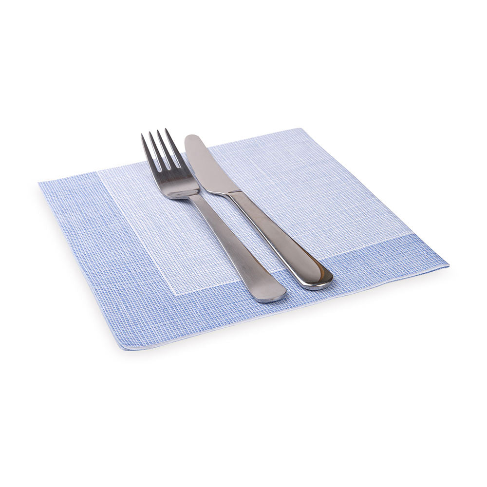 Luxenap Square White Paper Napkin - Super Lux, with Blue Threads - 15 3/4" x 15 3/4" - 600 count box