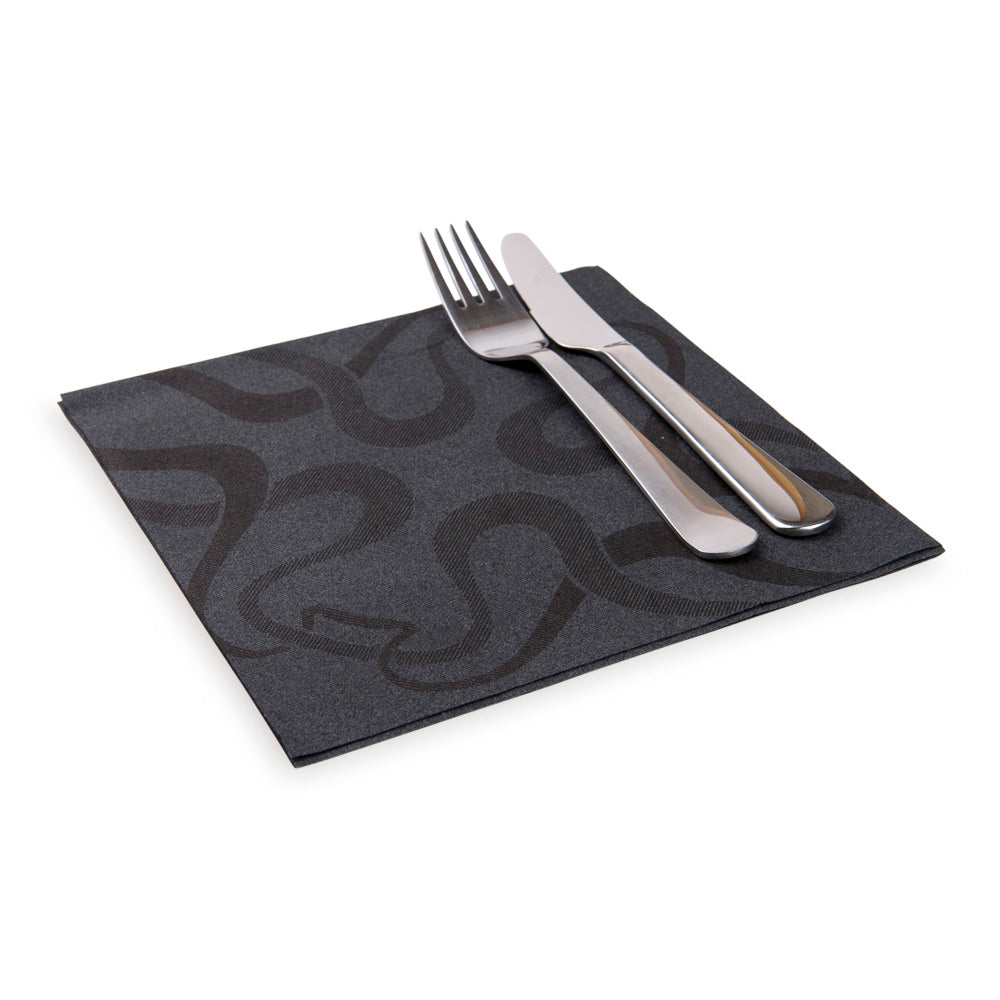 Luxenap Square Vintage Black Paper Napkin - Air Laid - 15 3/4" x 15 3/4" - 600 count box