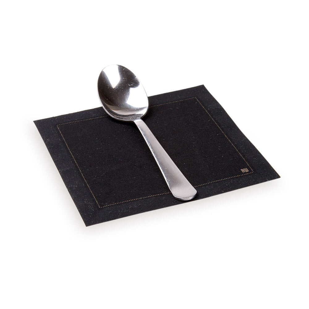 Napluxe Square Black Cotton Cocktail Napkin - Organic, Disposable - 4 1/2" x 4 1/2" - 500 count box