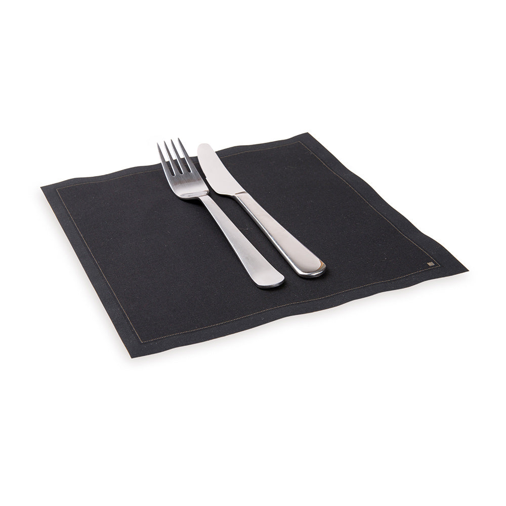 Napluxe Square Black Cotton Napkin - Organic, Disposable - 8 3/4" x 8 3/4" - 500 count box