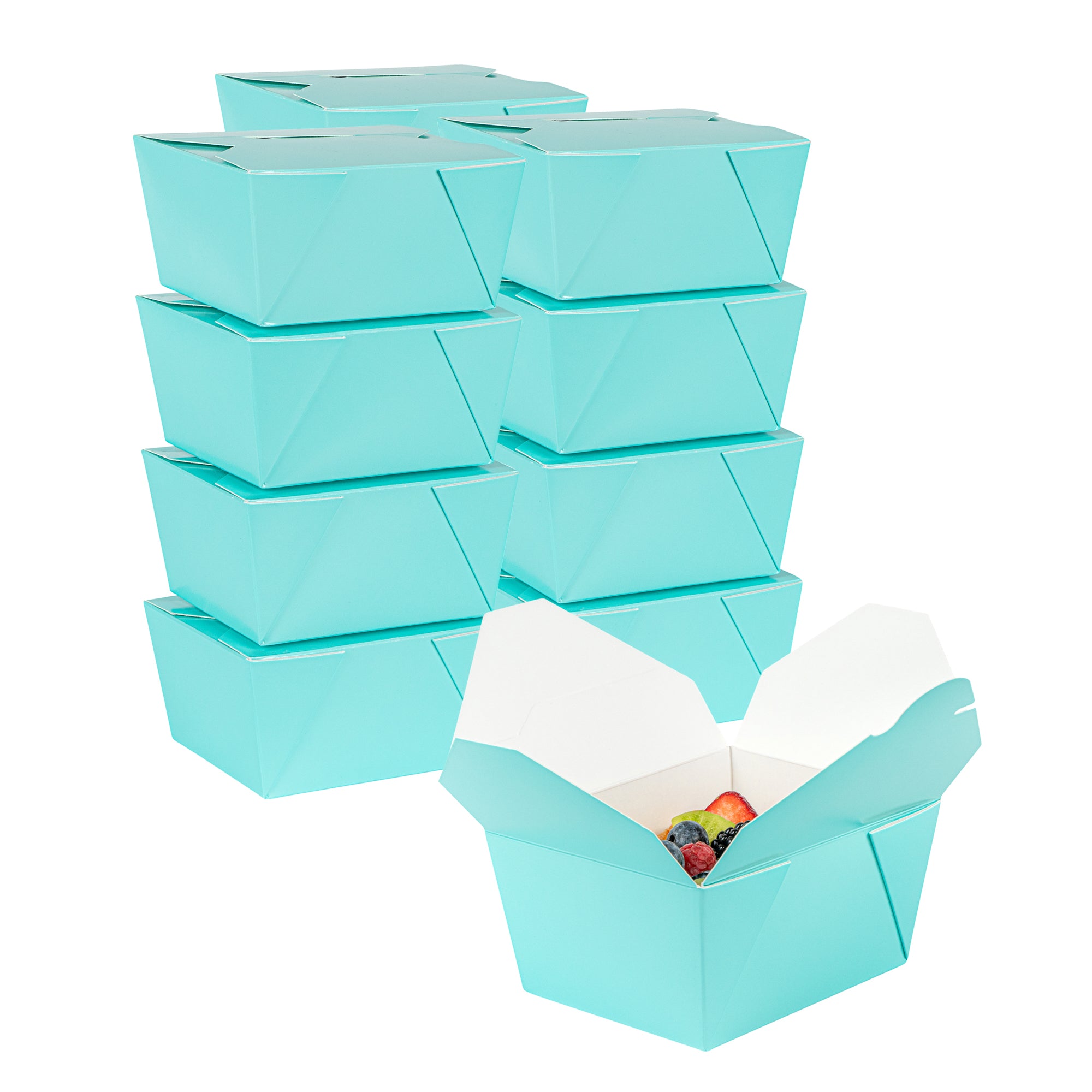 Bio Tek 30 oz Rectangle Turquoise Paper #1 Bio Box Take Out Container - 5" x 4" x 2 1/2" - 200 count box