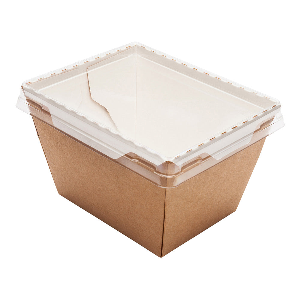 Cafe Vision 17 oz Rectangle Kraft Paper Small Click Lock Container - 4 1/4" x 3 1/4" x 2 3/4" - 200 count box