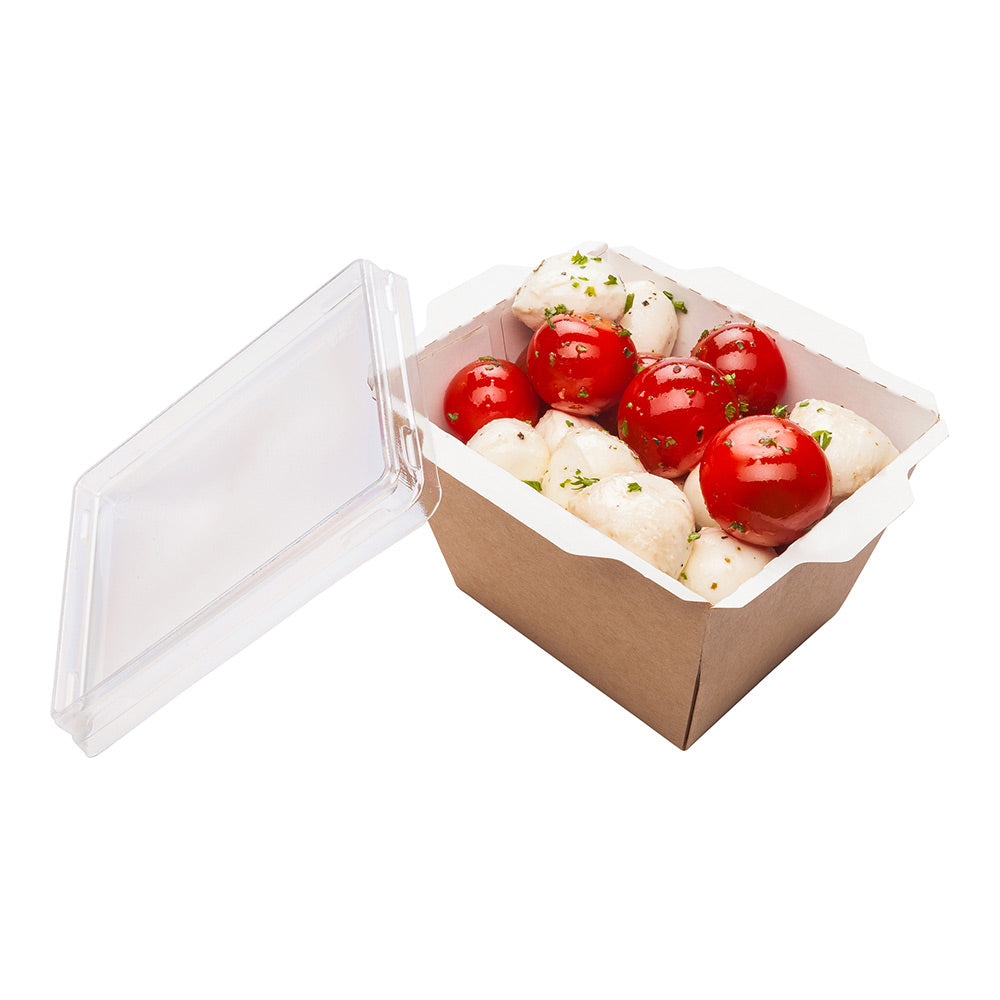 Cafe Vision 17 oz Rectangle Kraft Paper Small Click Lock Container - 4 1/4" x 3 1/4" x 2 3/4" - 200 count box