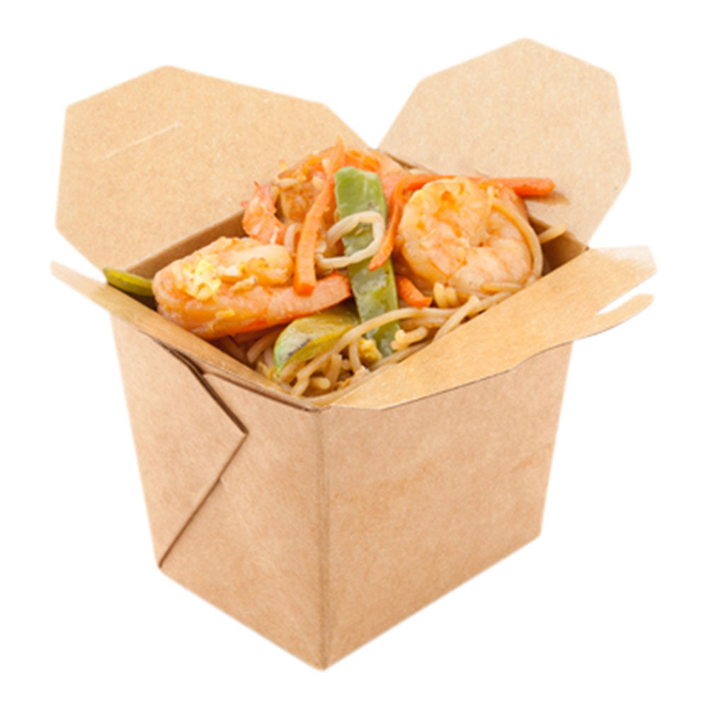 Bio Tek 8 oz Square Kraft Paper Noodle Take Out Container - 2 3/4" x 2 1/4" x 2 1/2" - 200 count box