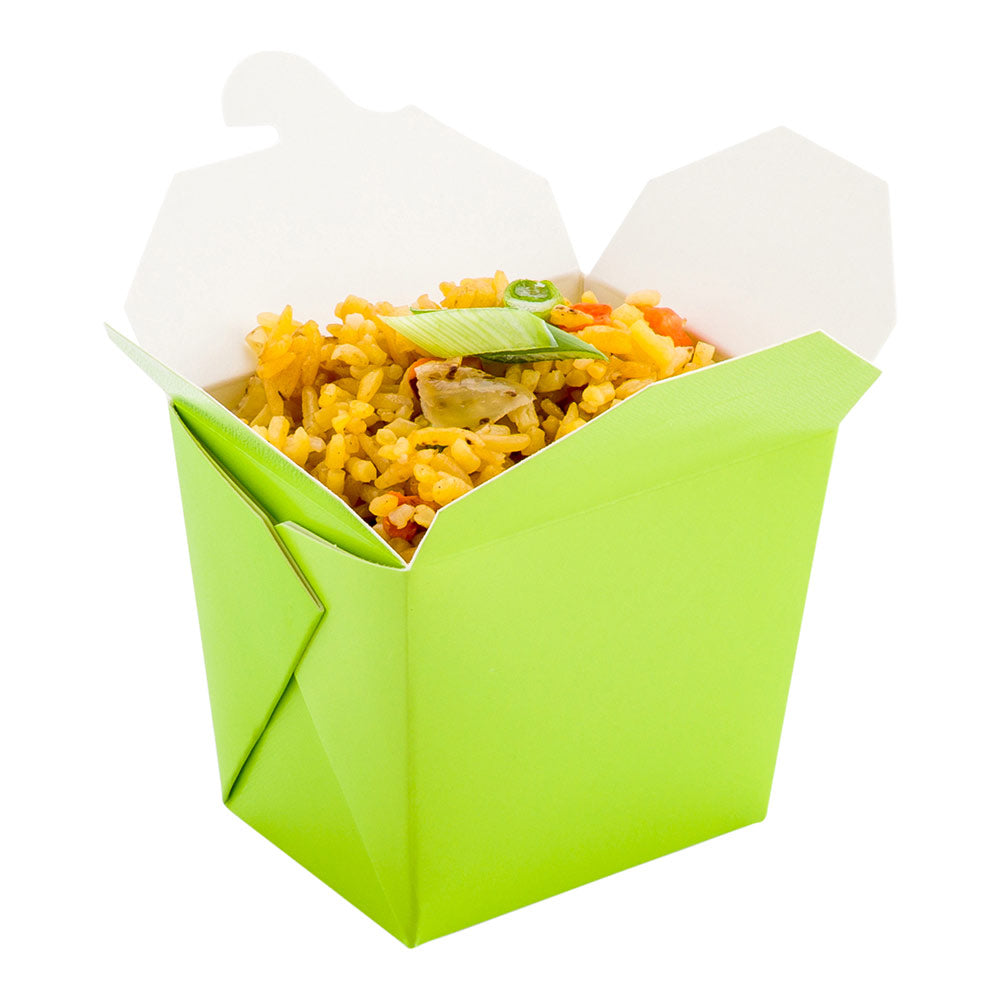 Bio Tek 8 oz Square Eco Green Paper Noodle Take Out Container - 2 3/4" x 2 1/4" x 2 1/2" - 200 count box