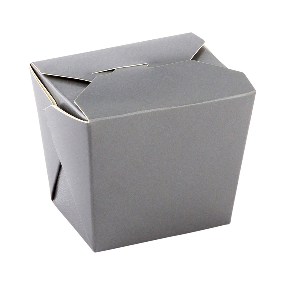 Bio Tek 8 oz Square Gray Paper Noodle Take Out Container - 2 3/4" x 2 1/4" x 2 1/2" - 200 count box