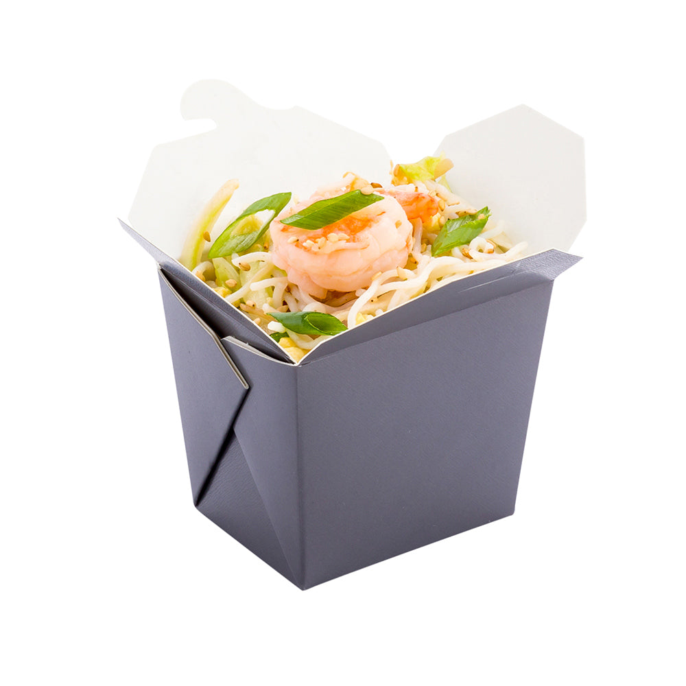 Bio Tek 8 oz Square Gray Paper Noodle Take Out Container - 2 3/4" x 2 1/4" x 2 1/2" - 200 count box