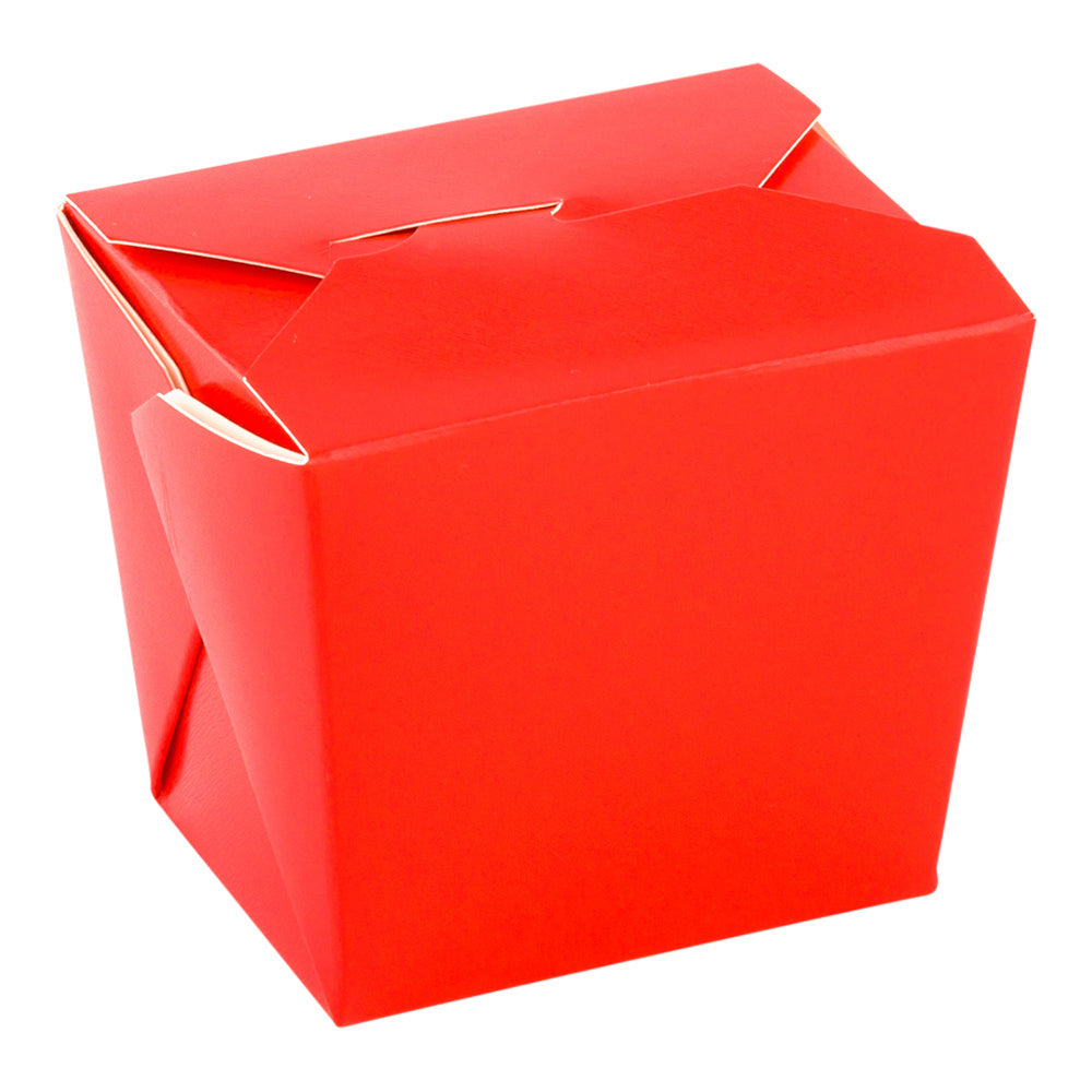 Bio Tek 8 oz Square Red Paper Noodle Take Out Container - 2 3/4" x 2 1/4" x 2 1/2" - 200 count box