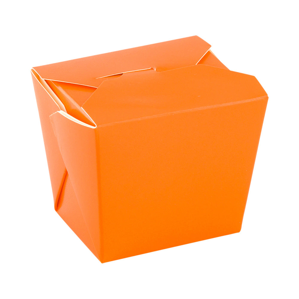 Bio Tek 8 oz Square Tangerine Orange Paper Noodle Take Out Container - 2 3/4" x 2 1/4" x 2 1/2" - 200 count box