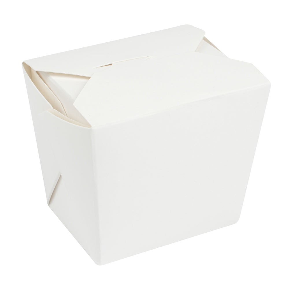 Bio Tek 8 oz Square White Paper Noodle Take Out Container - 2 3/4" x 2 1/4" x 2 1/2" - 200 count box