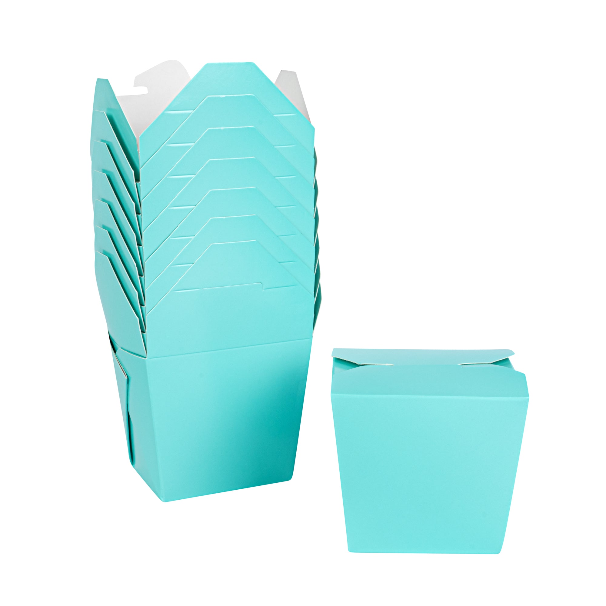 Bio Tek 16 oz Square Turquoise Paper Noodle Take Out Container - 3 1/2" x 3" x 3 1/4" - 200 count box