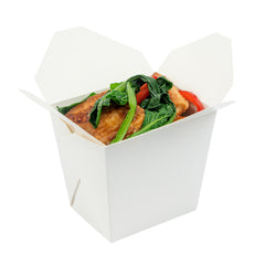 Bio Tek 16 oz Square White Paper Noodle Take Out Container - 3 1/2