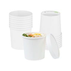 Bio Tek 12 oz Round White Paper Soup Container - 3 1/2