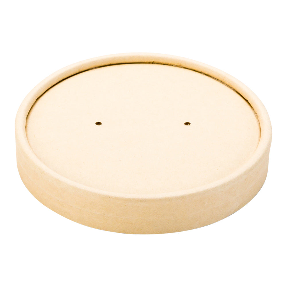 Bio Tek Round Bamboo Paper Soup Container Lid - Fits 8 and 12 oz - 200 count box