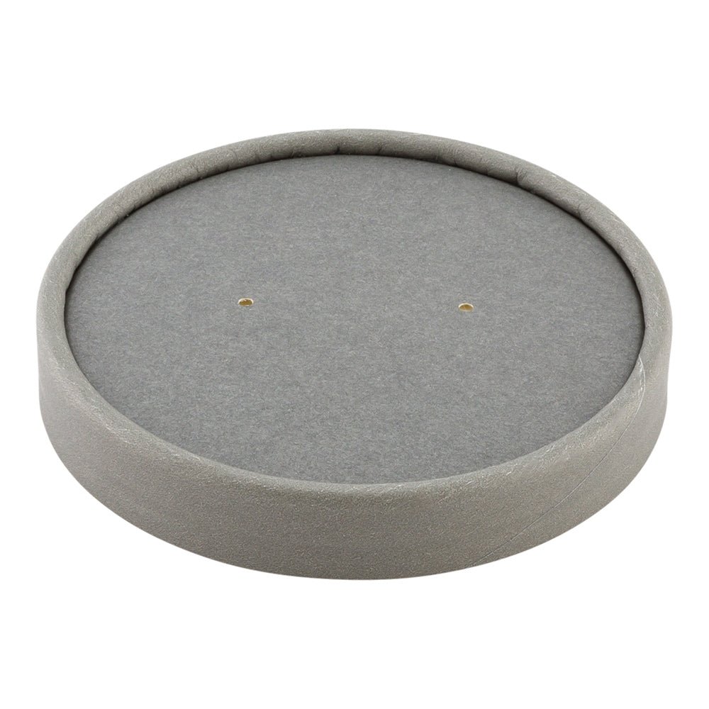 Bio Tek Round Gray Paper Soup Container Lid - Fits 12 oz - 200 count box