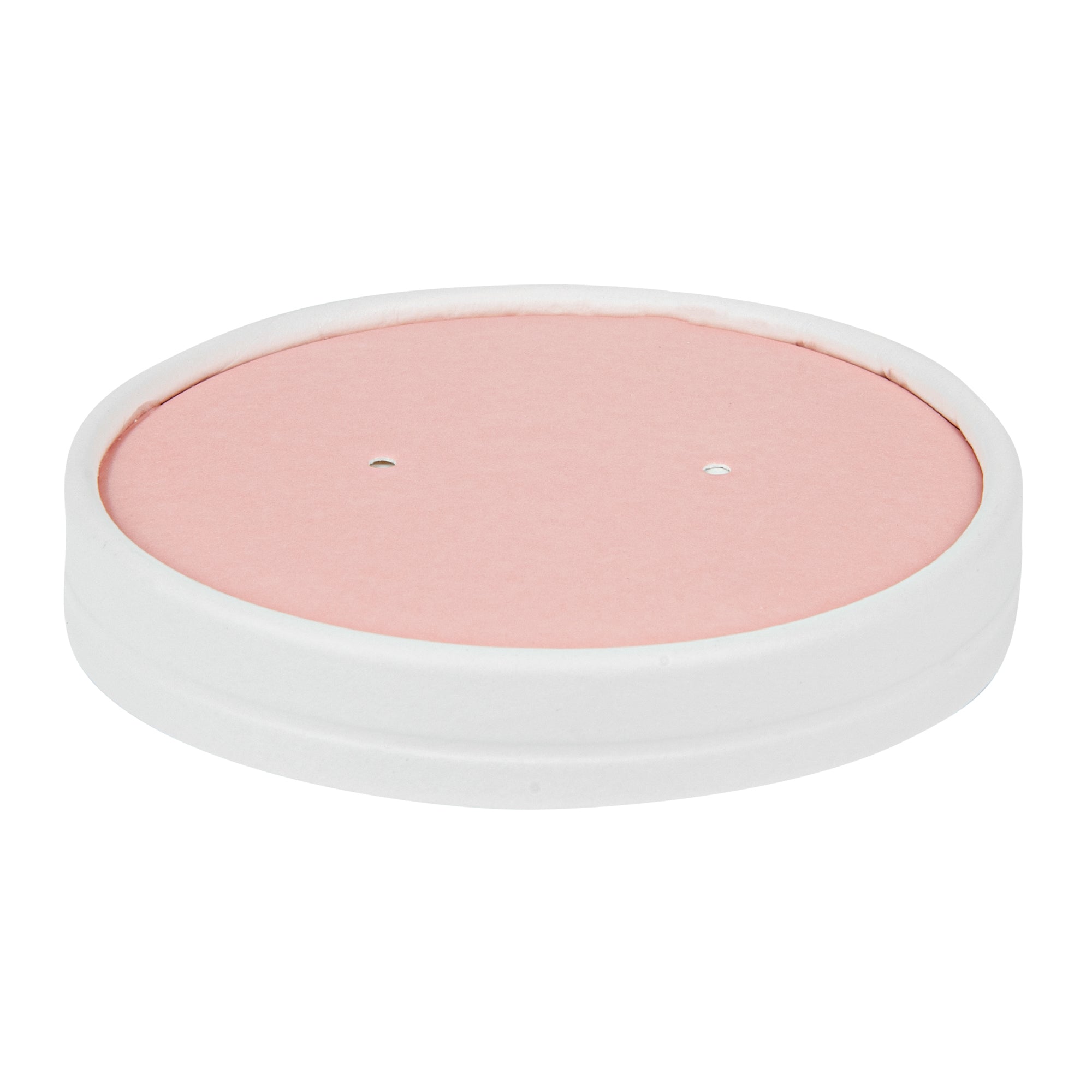 Bio Tek Round Pink and White Stripe Paper Soup Container Lid - Fits 12 oz - 200 count box